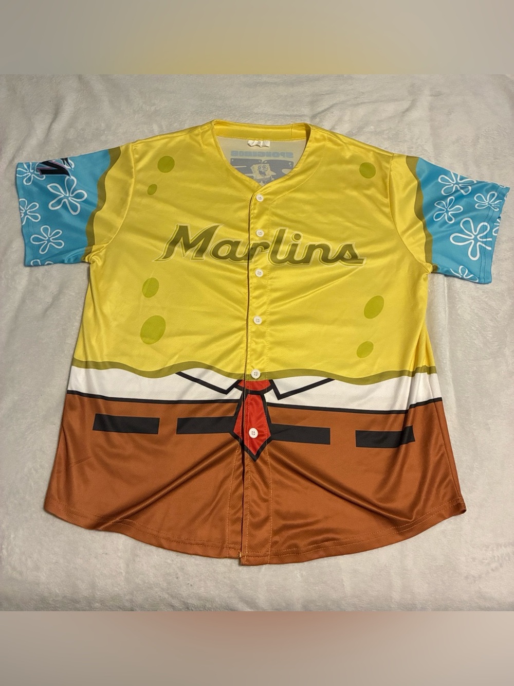 Miami Marlins Nickelodeon SpongeBob SquarePants Day Jersey XL MLB Baseball EUC